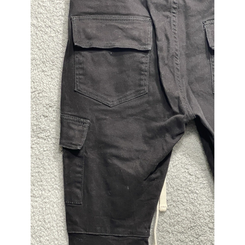 MNML Streetwear Cargo Jogger Pants Black Size L Drawstring Zip Ankle Pockets - Picture 3 of 12